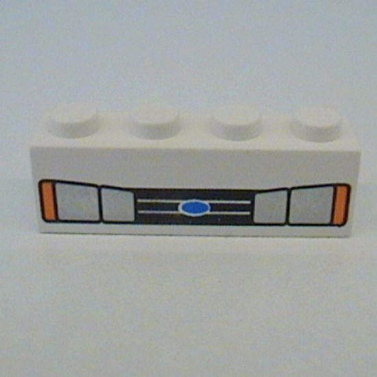 Brick 1 x 4 with Car Headlights and Blue Oval Pattern