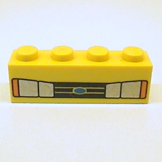 Brick 1 x 4 with Car Headlights and Blue Oval Pattern