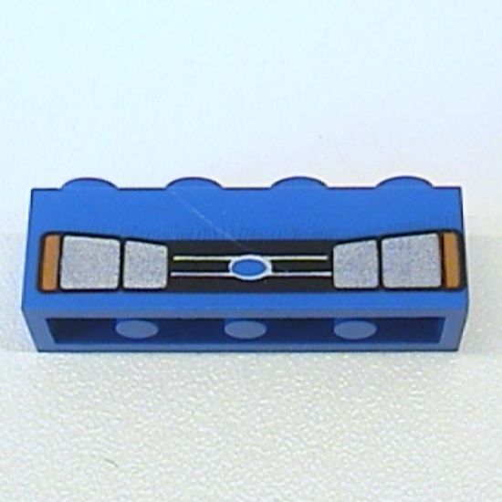 Brick 1 x 4 with Car Headlights and Blue Oval Pattern