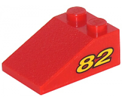Slope 33 3 x 2 with Yellow Number 82 Pattern on Both Sides (Sticker) - Set 8210