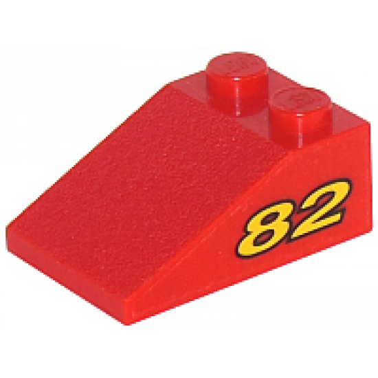 Slope 33 3 x 2 with Yellow Number 82 Pattern on Both Sides (Sticker) - Set 8210