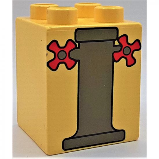 Duplo, Brick 2 x 2 x 2 with Pedestal and Faucet Handles Pattern