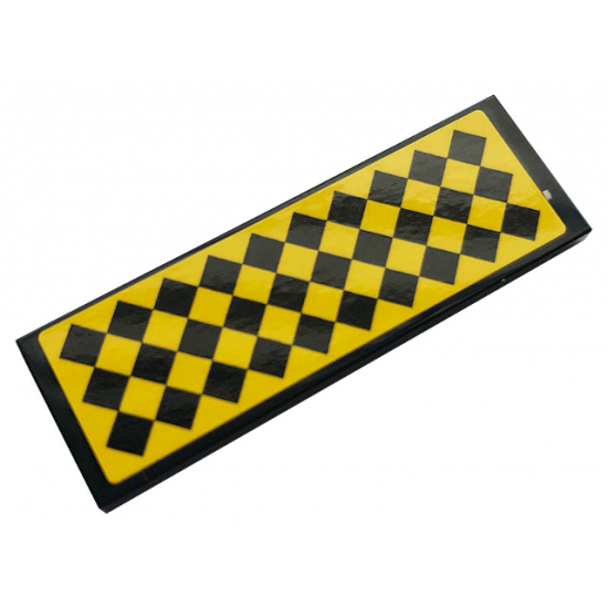 Tile 2 x 6 with Black and Yellow Rhombus Pattern (Sticker) - Set 21324