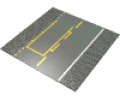 Baseplate, Road 32 x 32 6-Stud Straight with Yellow & White Pit Lane Pattern