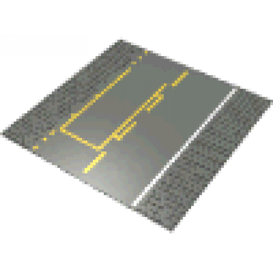 Baseplate, Road 32 x 32 6-Stud Straight with Yellow & White Pit Lane Pattern