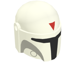 Minifigure, Headgear Helmet with Holes, SW Mandalorian with Red Triangle and Light Bluish Gray Pattern