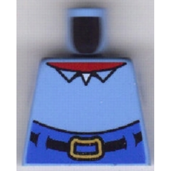 Torso SpongeBob with High Waist Blue Pants, Red Neck, Shirt Collar Pattern