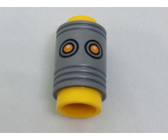 Minifigure, Head, Modified Pencil Top with Flat Silver Ferrule and Orange Eyes Pattern
