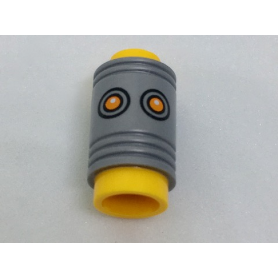 Minifigure, Head, Modified Pencil Top with Flat Silver Ferrule and Orange Eyes Pattern