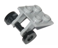 Aircraft Plate, Modified 2 x 2 Thin with Plane Single Wheel Holder and Black Wheel Skateboard / Trolley (2415 / 2496)