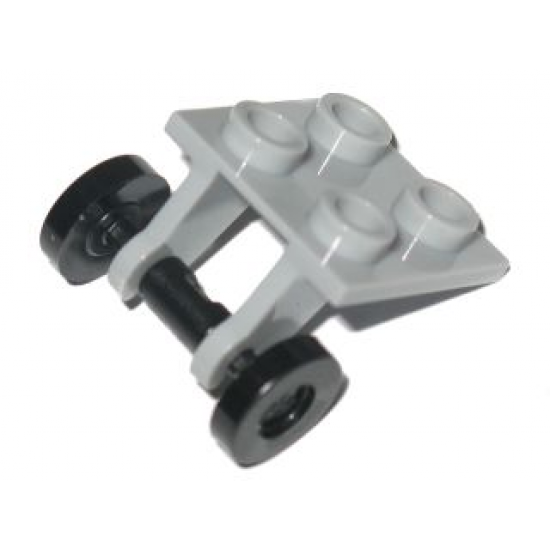 Aircraft Plate, Modified 2 x 2 Thin with Plane Single Wheel Holder and Black Wheel Skateboard / Trolley (2415 / 2496)