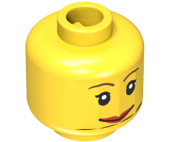 Minifigure, Head Dual Sided Female Brown Eyebrows, Scared / Smile Pattern - Blocked Open Stud