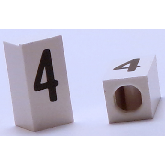 Tile, Modified 1 x 2 x 5/6 with Stud Hole in End and Black '4' Pattern