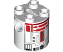 Brick, Round 2 x 2 x 2 Robot Body with Red Pattern