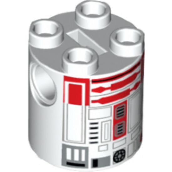 Brick, Round 2 x 2 x 2 Robot Body with Red Pattern