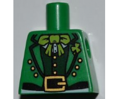 Torso Suit Jacket with Dark Green Vest, Lime Bow Tie and Gold Belt Buckle Pattern