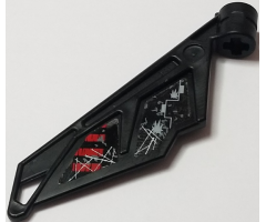 Bionicle Wing Small with Red and Black Striped Panel and Scratched Panel with Gray Holes Pattern Model Right Side (Stickers) - Set 5972