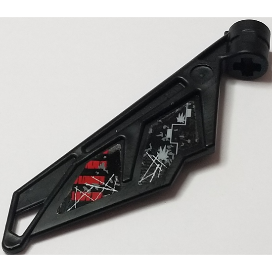 Bionicle Wing Small with Red and Black Striped Panel and Scratched Panel with Gray Holes Pattern Model Right Side (Stickers) - Set 5972