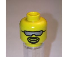 Minifigure, Head Glasses with Silver Sunglasses and Goatee Pattern - Blocked Open Stud