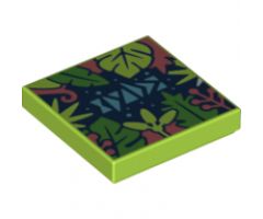 Tile 2 x 2 with BeatBit Album Cover - Coral, Lime and Bright Green Tree Leaves Pattern