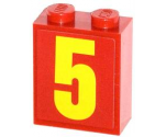 Brick 1 x 2 x 2 with Inside Stud Holder with Yellow Number 5 Pattern (Sticker) - Set 60061