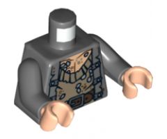 Torso PotC Jacket over Barnacle Encrusted Sweater and Belt Pattern / Dark Bluish Gray Arms / Light Nougat Hands