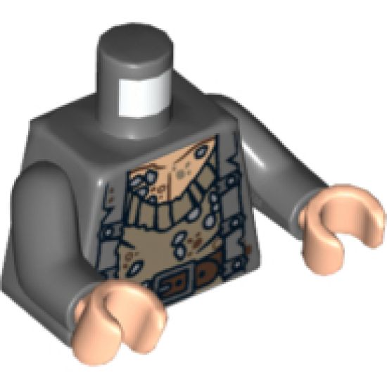 Torso PotC Jacket over Barnacle Encrusted Sweater and Belt Pattern / Dark Bluish Gray Arms / Light Nougat Hands