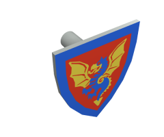 Minifigure, Shield Triangular with Blue and Yellow Dragon Pattern