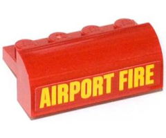 Slope, Curved 2 x 4 x 1 1/3 with Four Recessed Studs with Yellow 'AIRPORT FIRE' Pattern (Sticker) - Set 60061