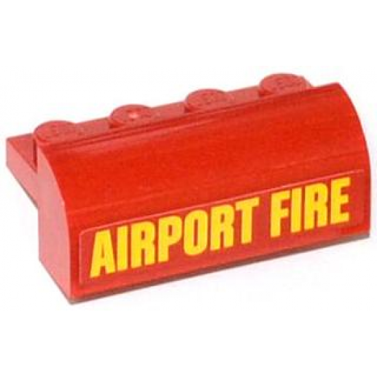 Slope, Curved 2 x 4 x 1 1/3 with Four Recessed Studs with Yellow 'AIRPORT FIRE' Pattern (Sticker) - Set 60061