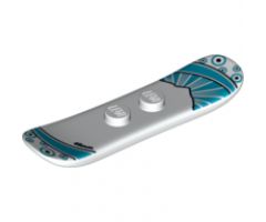Minifigure, Utensil Snowboard Small with Medium Blue and Black Stripes and Circles and 