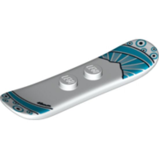 Minifigure, Utensil Snowboard Small with Medium Blue and Black Stripes and Circles and 