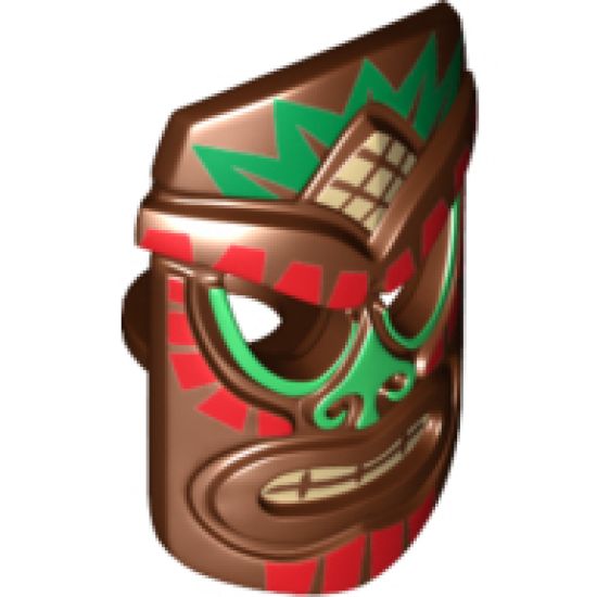 Minifigure, Body Wear Tiki Mask with Red, Green and Tan Tribal Pattern