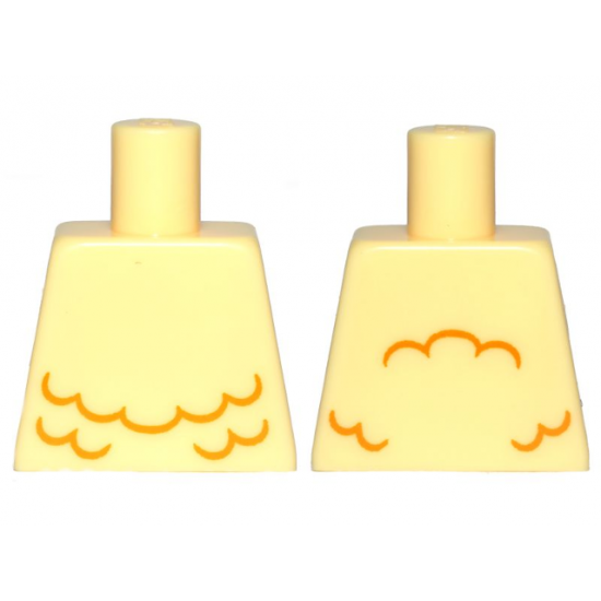 Torso Bright Light Orange Wavy Lines (Feathers) Pattern