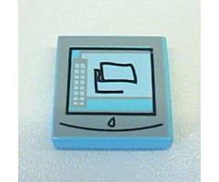 Tile 2 x 2 with Silver Computer Monitor with Black Pear Logo Pattern