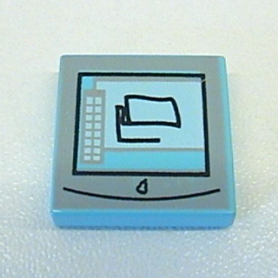 Tile 2 x 2 with Silver Computer Monitor with Black Pear Logo Pattern