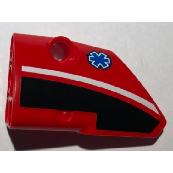 Technic, Panel Fairing # 1 Small Smooth Short, Side A with EMT Star of Life Pattern (Sticker) - Set 8068