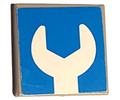 Tile 2 x 2 with White Wrench Head on Blue Background Pattern (Sticker) - Set 6378