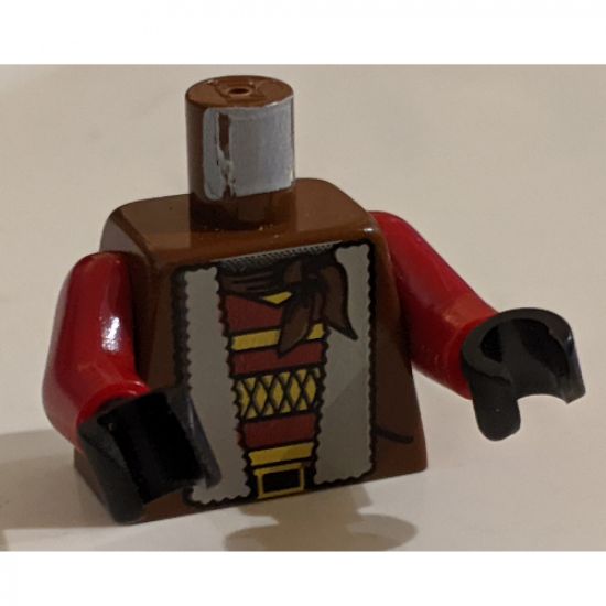 Torso Adventurers Orient Jacket Fur Lining, Striped Shirt, Bandana Pattern / Dark Red Arms / Black Hands