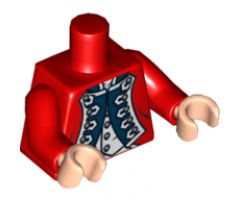 Torso PotC Officer's Uniform with White Vest and Gold Buttons Pattern (King George) / Red Arms / Light Nougat Hands