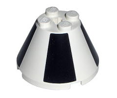 Cone 4 x 4 x 2 with Axle Hole and Black Sections Pattern (Stickers) - Set 7468