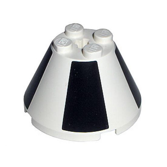 Cone 4 x 4 x 2 with Axle Hole and Black Sections Pattern (Stickers) - Set 7468