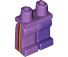 Hips and 1 Dark Purple Left Leg, 1 Medium Lavender Right Leg with Yellow and Red Vertical Stripes on Sides Pattern