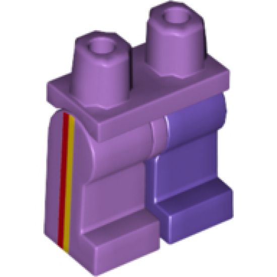 Hips and 1 Dark Purple Left Leg, 1 Medium Lavender Right Leg with Yellow and Red Vertical Stripes on Sides Pattern
