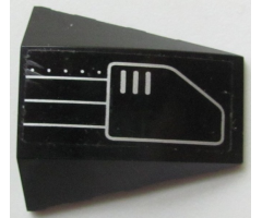 Wedge 4 x 4 No Studs with Silver 3 Lines, 5 Dots and Vent Pattern Model Left Side (Sticker) - Set 7709