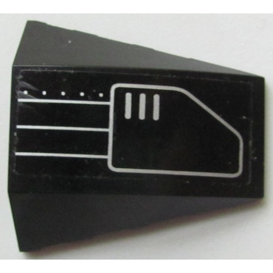 Wedge 4 x 4 No Studs with Silver 3 Lines, 5 Dots and Vent Pattern Model Left Side (Sticker) - Set 7709