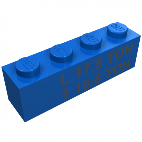 Brick 1 x 4 with Black 'L 17.5 TON' and 'T 10.6 TON' Pattern