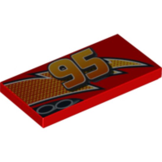 Tile 2 x 4 with Lightning, Exhaust Pipes and Centered '95' Pattern Model Right Side