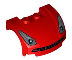 Vehicle, Mudguard 3 x 4 x 1 2/3 Curved Front with Headlights and Black Grille Pattern