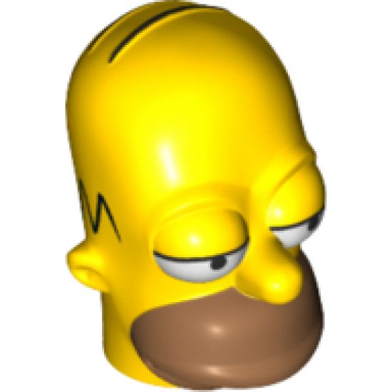 Minifigure, Head, Modified Simpsons Homer Simpson - Eyes Partially Open Pattern